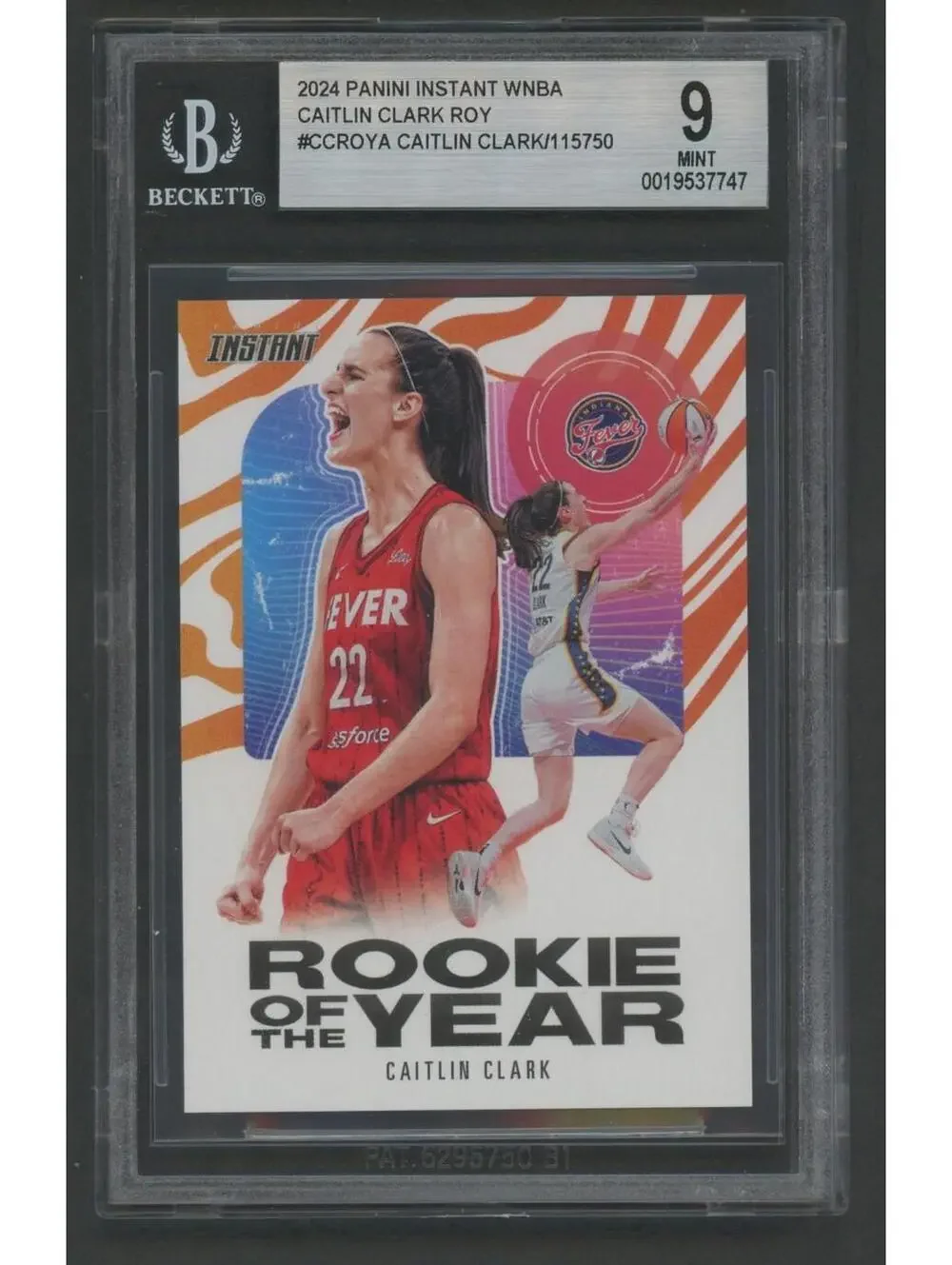 2024 Panini Instant #CCROY-A Caitlin Clark  Rookie of the Year ROY (RC) BGS 9 - Picture 4 of 4